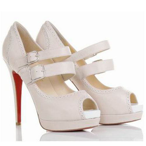 Christian Louboutin Luly 140mm Two Strap Mary Jane Pumps White