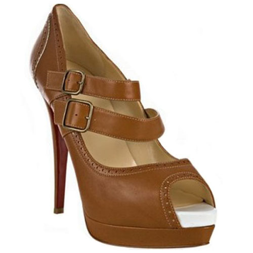 Christian Louboutin  Luly 140mm Two Strap Mary Jane Pumps Brown