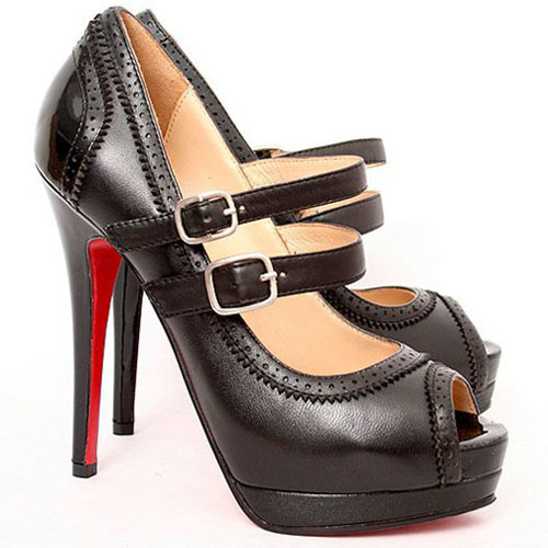 Christian Louboutin  Luly 140mm Two Strap Mary Jane Pumps Black