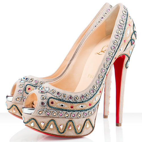 Christian Louboutin Bollywoody 140mm Peep Toe Pumps Taupe