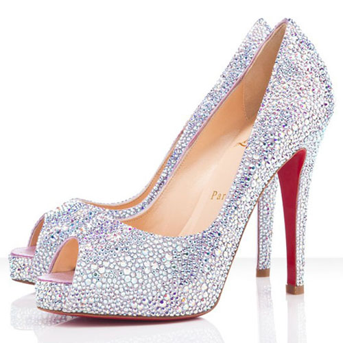Christian Louboutin  Very Riche Strass 120mm Peep Toe Pumps Crystal