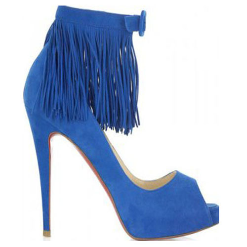 Christian Louboutin Short Tina Fringe 120mm Special Occasion Blue