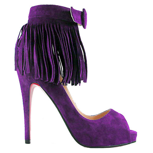 Christian Louboutin Short Tina Fringe 120mm Special Occasion Parme