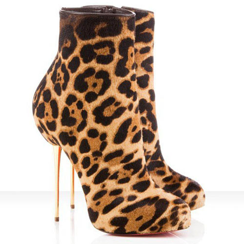 Christian Louboutin Big Lips Booty 120mm Ankle Boots Leopard