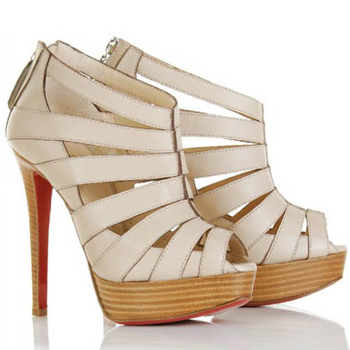 Christian Louboutin  Pique Cire 140mm Ankle Boots Beige