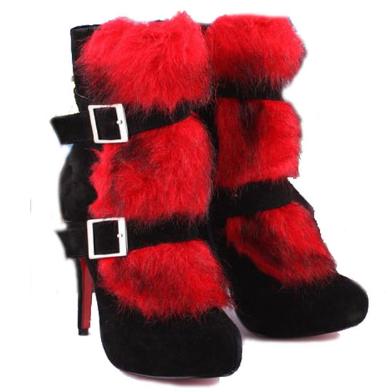 Christian Louboutin  Toundra Fur 120mm Ankle Boots Red
