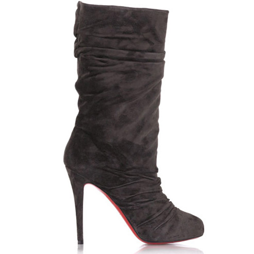Christian Louboutin Velours Scrunch 100mm Boots Chocolate