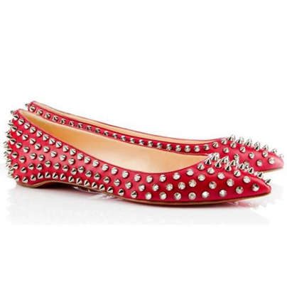 Christian Louboutin Pigalle Spiked Ballerinas Red