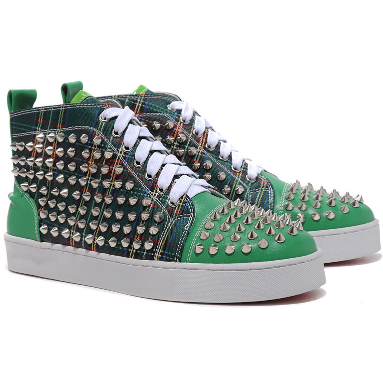 Christian Louboutin  Louis Spikes High Top Sneakers Green