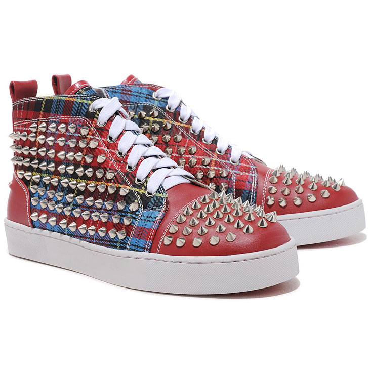 Christian Louboutin  Louis Spikes High Top Sneakers Red