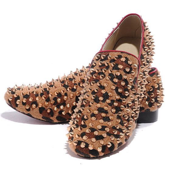 Christian Louboutin  Rollerboy Spikes Loafers Leopard