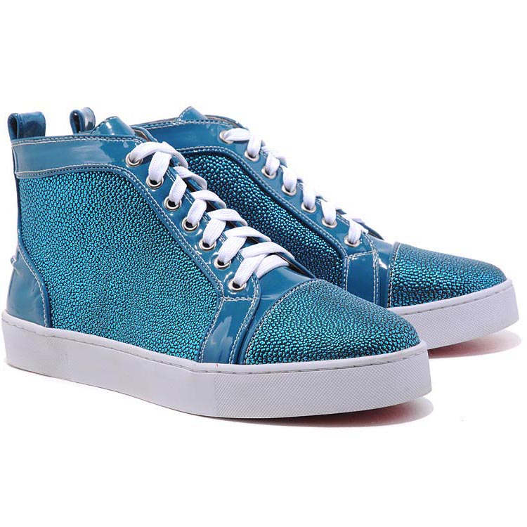 Christian Louboutin Louis Strass High Top Sneakers Blue