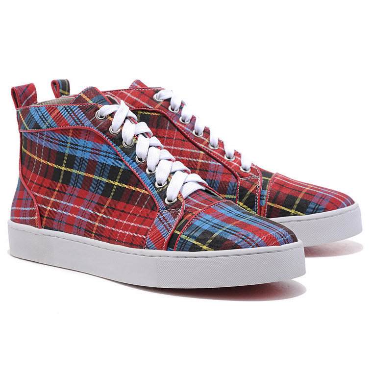 Christian Louboutin  Louis TarTaupe High Top Sneakers Red