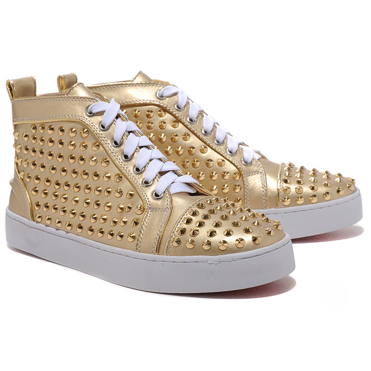 Christian Louboutin  Louis Gold Spikes High Top Sneakers Gold