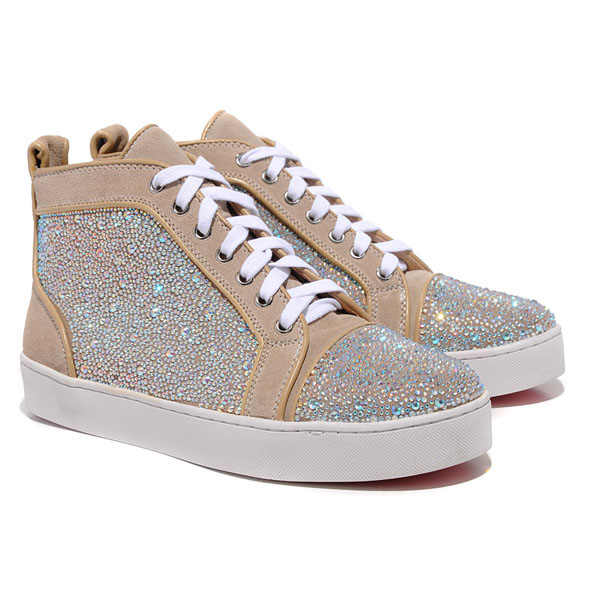Christian Louboutin  Louis Strass High Top Sneakers Taupe