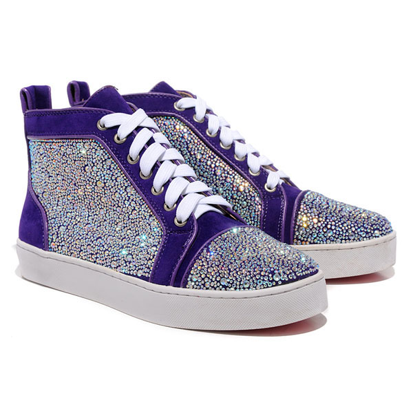 Christian Louboutin Louis Strass High Top Sneakers Parme