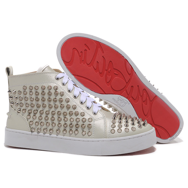 Christian Louboutin  Louis Spikes High Top Sneakers Beige