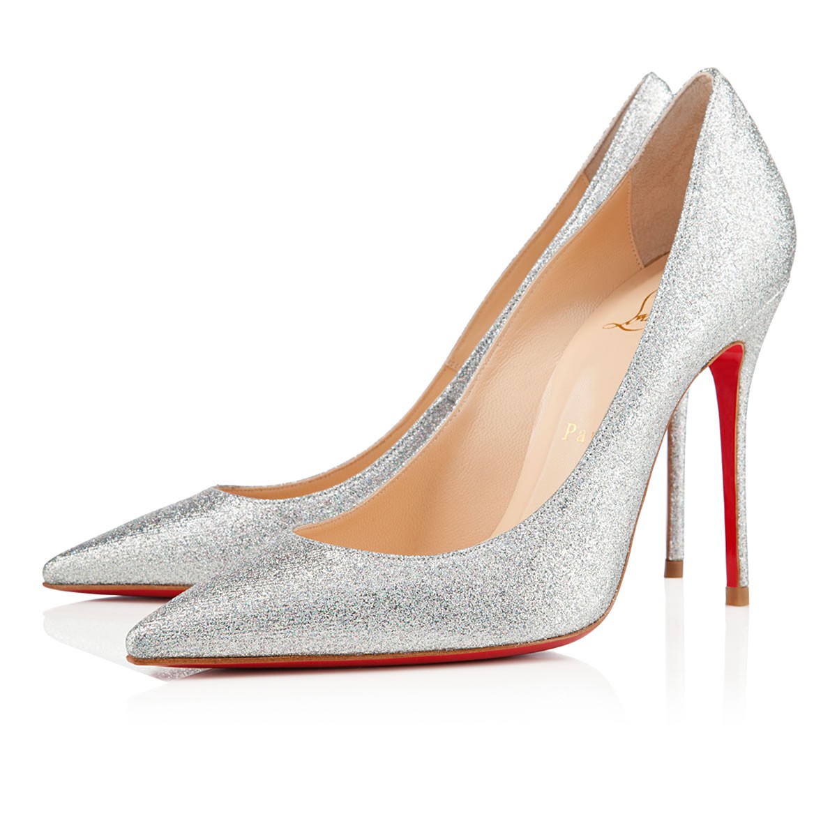 Christian Louboutin Decollete 554 100mm Special Occasion Silver